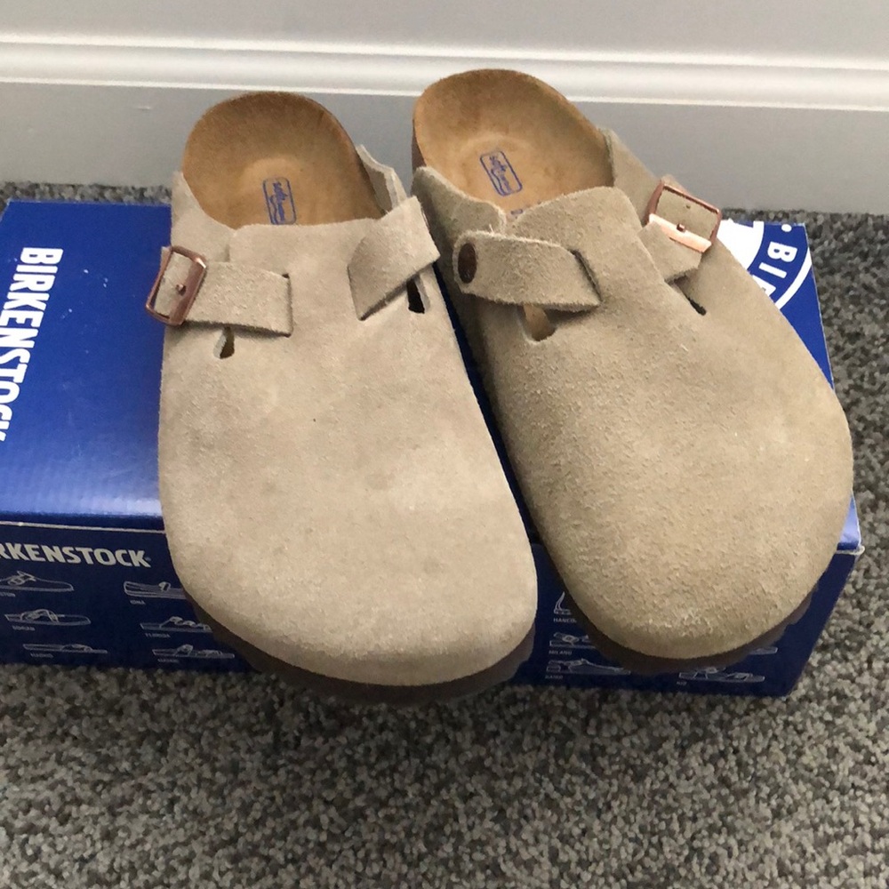 Birkenstock Boston Taupe Suede Size 36